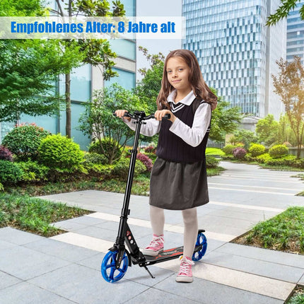 Kids Kick Scooter with LED Wheels, Adjustable Handle, Black/Blue