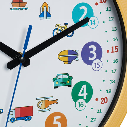 Kids' Learning Wall Clock – Vehicles, 12/24 Hr Format