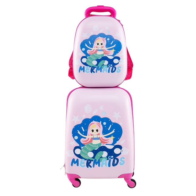 Kids Luggage Set – 12"" & 16"" Hard Shell Suitcase + Backpack