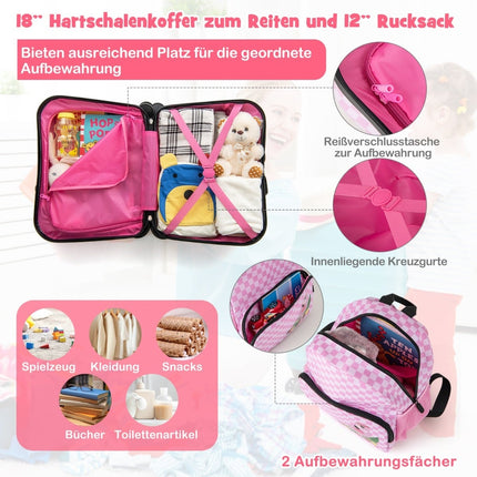Kids' Luggage Set with Backpack, 12"+18" Hard Shell