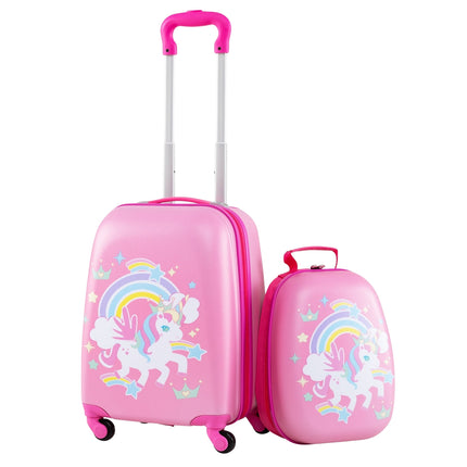 Kids Luggage Set with Spinner Wheels, Pink Unicorn