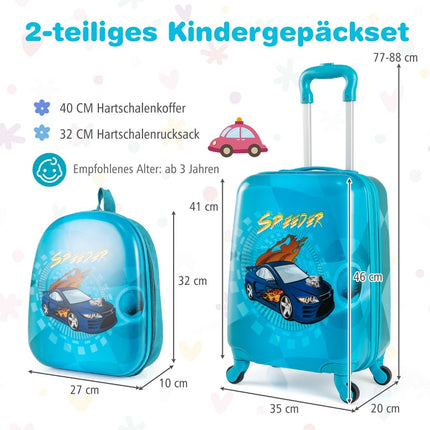Kids Luggage Set with Wheels – 17" Suitcase & 13" Backpack