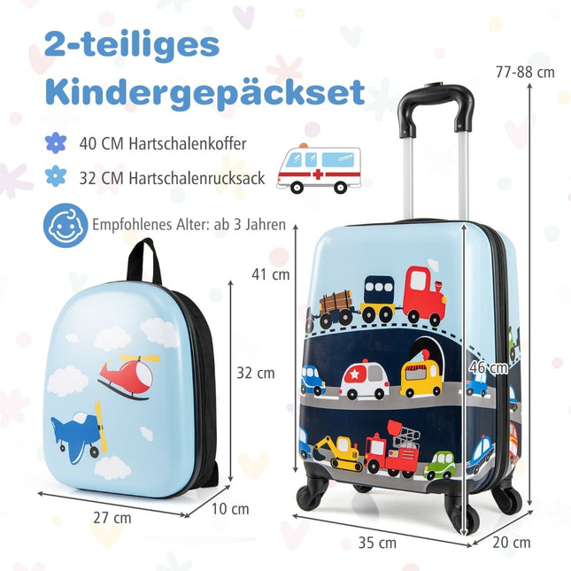 Kids Luggage Set with Wheels – 17" Suitcase & 13" Backpack