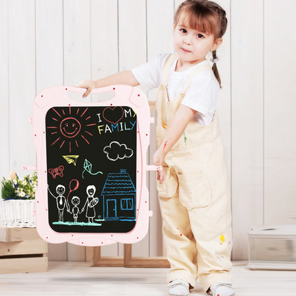 Kids Magnetic Easel, Double-Sided Whiteboard Chalkboard, Purple
