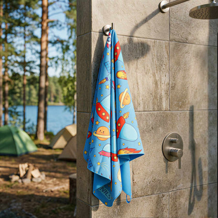Kids Microfiber Towel, Space Print, 160 x 80 cm