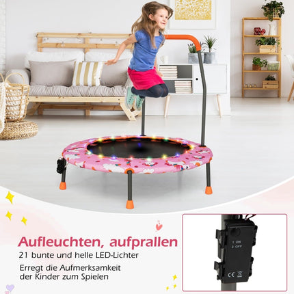 Kids Mini Trampoline with LED Lights, Removable Handle