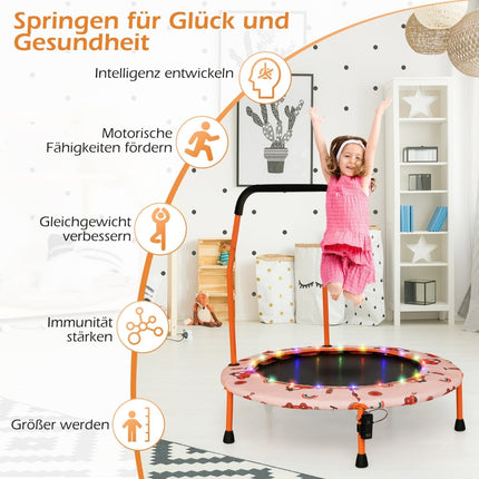 Kids Mini Trampoline with LED Lights, Removable Handle