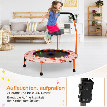 Kids Mini Trampoline with LED Lights, Removable Handle