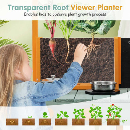 Kids Mud Kitchen Playset – Root Viewer, Faucet, Fir Wood
