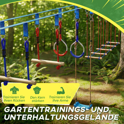 Kids Ninja Slackline Set with Climbing Rope & Rings