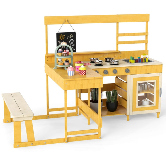 Kids Outdoor Mud Kitchen with Picnic Table – Fir Wood