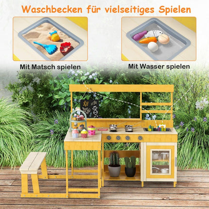 Kids Outdoor Mud Kitchen with Picnic Table – Fir Wood