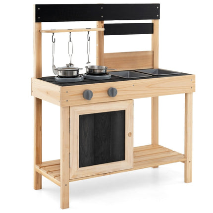 Kids Outdoor Play Kitchen with Sink, Faucet & Stove