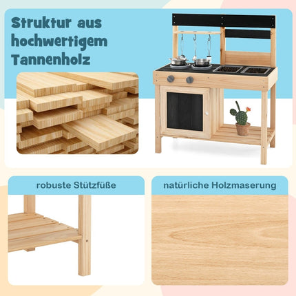 Kids Outdoor Play Kitchen with Sink, Faucet & Stove