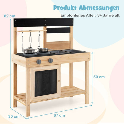 Kids Outdoor Play Kitchen with Sink, Faucet & Stove