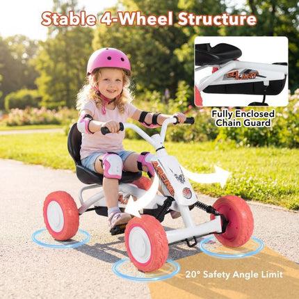Kids Pedal Go Kart, 4-Wheel, 2-Position Seat