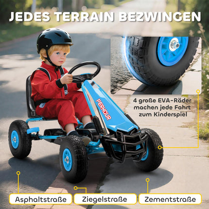 Kids Pedal Go-Kart, Adjustable Seat, EVA Wheels, Ages 3-8