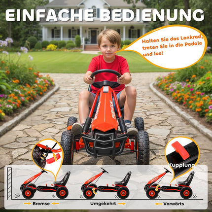 Kids Pedal Go-Kart, Adjustable Seat, EVA Wheels, Ages 3-8