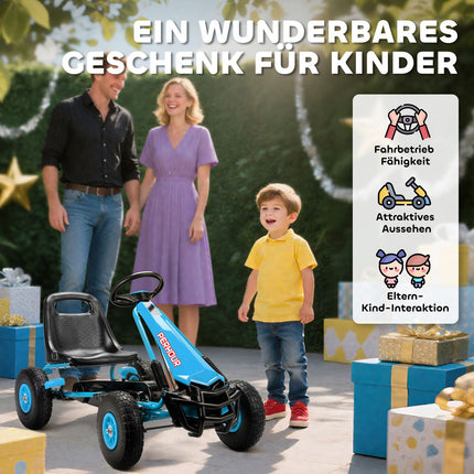 Kids Pedal Go-Kart, Adjustable Seat, EVA Wheels, Ages 3-8