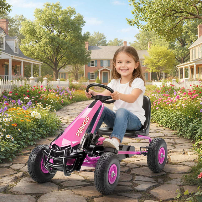 Kids Pedal Go-Kart, Adjustable Seat, EVA Wheels, Ages 3-8