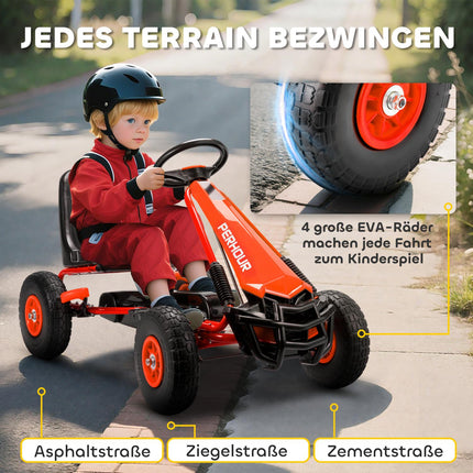 Kids Pedal Go-Kart, Adjustable Seat, EVA Wheels, Ages 3-8