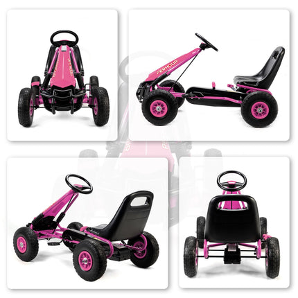 Kids Pedal Go-Kart, Adjustable Seat, EVA Wheels, Ages 3-8