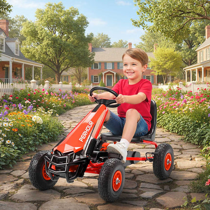 Kids Pedal Go-Kart, Adjustable Seat, EVA Wheels, Ages 3-8