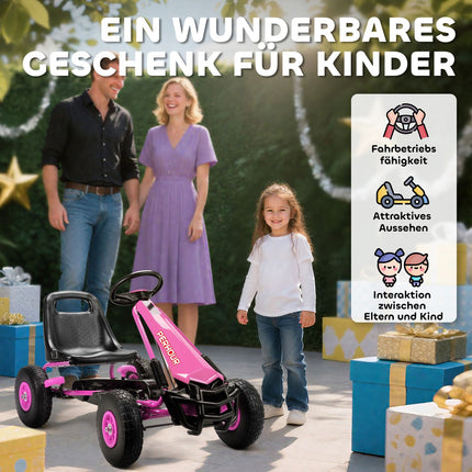 Kids Pedal Go-Kart, Adjustable Seat, EVA Wheels, Ages 3-8