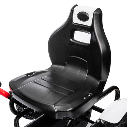 Kids Pedal Go-Kart with Adjustable Seat & Handbrake, White