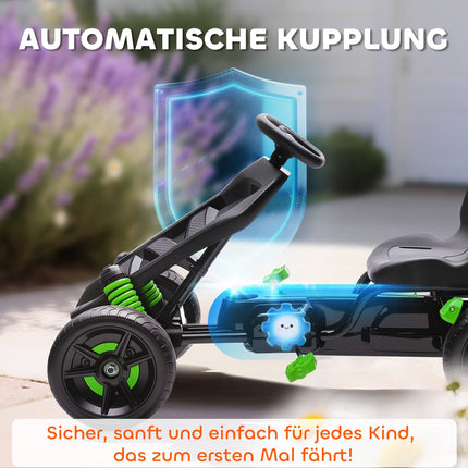 Kids Pedal Go-Kart with Brake, Green, Ages 3-6