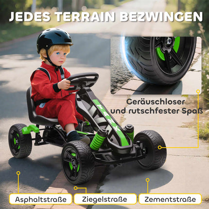Kids Pedal Go-Kart with Brake, Green, Ages 3-6