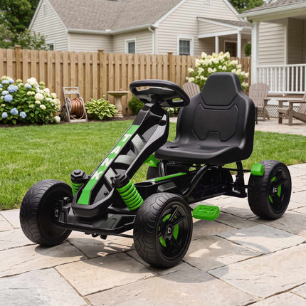 Kids Pedal Go-Kart with Brake, Green, Ages 3-6