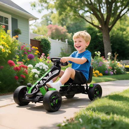 Kids Pedal Go-Kart with Brake, Green, Ages 3-6