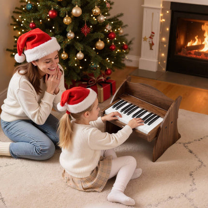 Kids Piano Keyboard, 25-Key Wooden, USB-C Dual Power