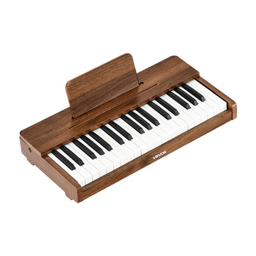 Kids Piano Keyboard, 37-Key Wooden, Dual Power, Walnut