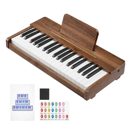 Kids Piano Keyboard, 37-Key Wooden, Dual Power, Walnut