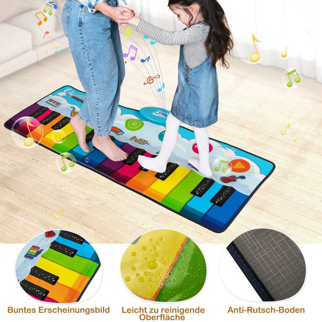 Kids Piano Mat with 8 Instruments, 24 Keys, 120x47 cm