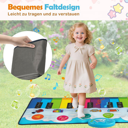 Kids Piano Mat with 8 Instruments, 24 Keys, 120x47 cm