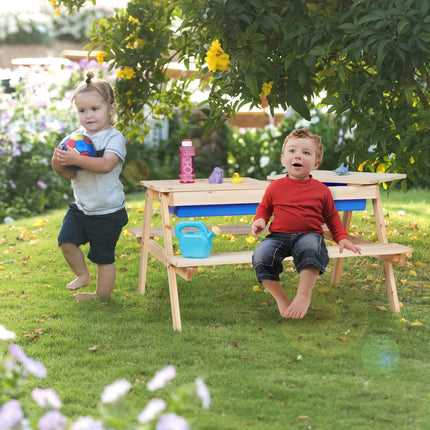 Kids Picnic Bench with Water & Sand Play Table