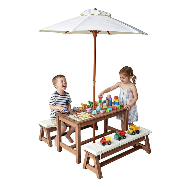 Kids' Picnic Set with Parasol and Cushions