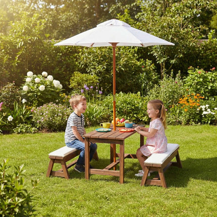 Kids' Picnic Set with Parasol and Cushions