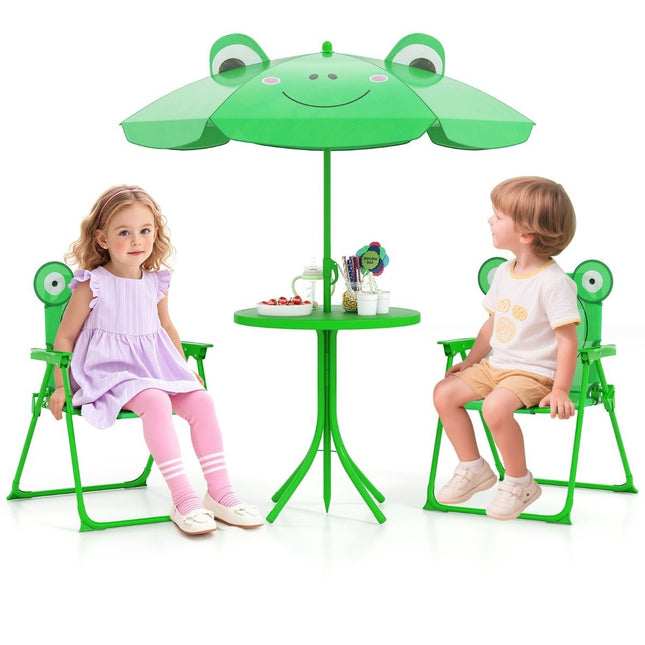 Kids' Picnic Set with Umbrella – 4-Piece Folding Table & Chairs