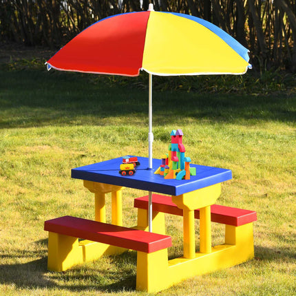 Kids Picnic Table Set with Umbrella – Durable, Easy Setup
