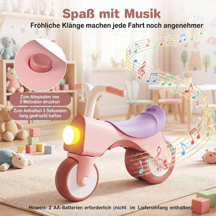 Kids' Pink Balance Bike with Lights and Music