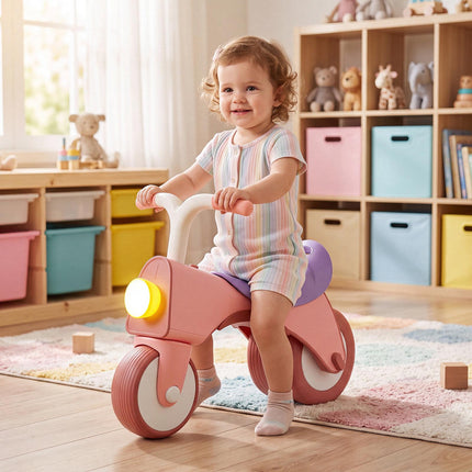 Kids' Pink Balance Bike with Lights and Music