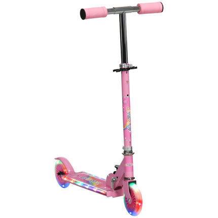 Kids' Pink Scooter with LED Wheels, Adjustable Handlebar
