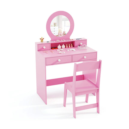 Kids Pink Vanity Set with Mirror and Chair – MDF & Acrylic