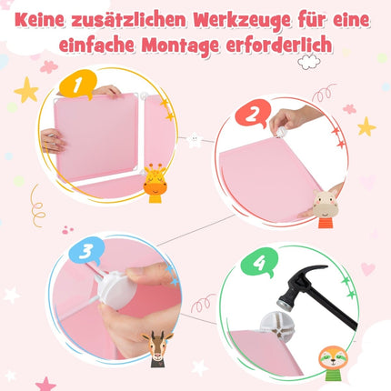 Kids Plastic Wardrobe with 12 Cubes and Doors, Pink