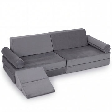 Kids Play Couch, 10-Piece Modular Foam Climber, Grey