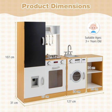 Kids Play Kitchen Set, 3-Piece, Lights Sounds, Chalkboard